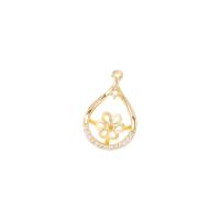 Cubic Zirconia Micro Pave Brass Pendant, Teardrop, gold color plated, DIY & micro pave cubic zirconia & hollow 