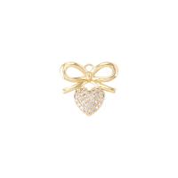 Cubic Zirconia Micro Pave Brass Pendant, Heart, gold color plated, DIY & micro pave cubic zirconia & hollow 