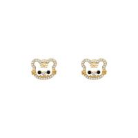 Zinc alliage strass Stud Earring, alliage de zinc, Dessin animé, Placage de couleur d'or, pour femme & avec strass & creux Vendu par paire