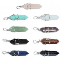 Gemstone Zinc Alloy Pendants, with Gemstone, platinum color plated & Unisex 