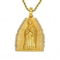 Colgantes de titanio, Partículas de acero, Virgen María, chapado en color dorado, Joyería & con diamantes de imitación, dorado, Vendido por UD