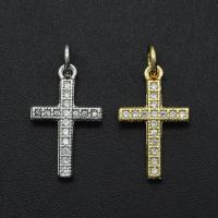 Cubic Zirconia Micro Pave Brass Pendant, Cross, plated, DIY & micro pave cubic zirconia 