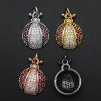 Cubic Zirconia Micro Pave Brass Pendant, Ladybug, plated, DIY & micro pave cubic zirconia 