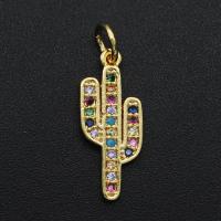 Cubic Zirconia Micro Pave Brass Pendant, Opuntia Stricta, plated, DIY & micro pave cubic zirconia 