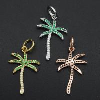 Cubic Zirconia Micro Pave Brass Pendant, Palm Tree, plated, DIY & micro pave cubic zirconia 