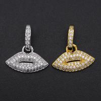 Cubic Zirconia Micro Pave Brass Pendant, Lip, plated, DIY & micro pave cubic zirconia 