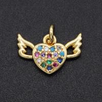 Cubic Zirconia Micro Pave Brass Pendant, Winged Heart, plated, DIY & micro pave cubic zirconia 