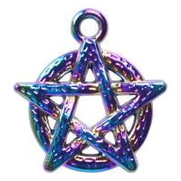 Zinc Alloy Jewelry Pendants, pentagram, colorful plated, DIY, multi-colored cm 