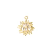 Cubic Zirconia Micro Pave Brass Pendant, Sun, gold color plated, DIY & micro pave cubic zirconia 