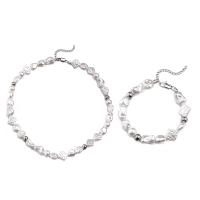 Titan-Stahl Schmuck-Set, ABS-Kunststoff-Perlen, mit Titanstahl, plattiert, unisex & verschiedene Stile für Wahl, weiß, 12mm, verkauft von PC