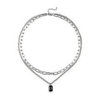 Collier de bijoux de titane, Acier titane, avec 1.96 inch chaînes de rallonge, pour femme & avec strass, couleur originale Environ 19.68 pouce, Vendu par PC