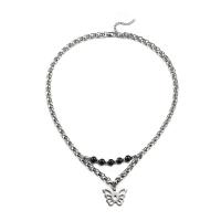 Collier de bijoux de titane, Acier titane, avec plastique ABS, avec 1.96 inch chaînes de rallonge, papillon, unisexe, couleur originale Environ 21.7 pouce, Vendu par PC