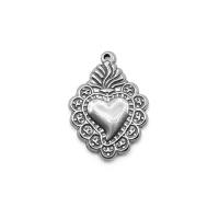 Stainless Steel Heart Pendants, polished, silver color 