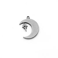 Pendentifs en acier inoxydable, Lune et Etoile, poli, argent Vendu par PC