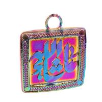 Zinc Alloy Jewelry Pendants, Square, colorful plated, DIY, multi-colored cm 