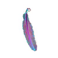 Zinc Alloy Feather Pendants, colorful plated, DIY, multi-colored cm 