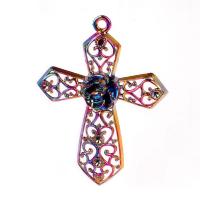 Zinc Alloy Cross Pendants, colorful plated, DIY, multi-colored cm 