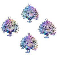 Pendentifs animaux en alliage de zinc, paon, Placage coloré, DIY, multicolore cm, Vendu par PC