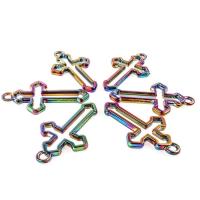 Zinc Alloy Cross Pendants, colorful plated, DIY, multi-colored cm 