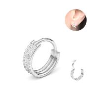 Acier titane Huggie Anneau d'oreille, beignet, unisexe & normes différentes pour le choix & pavé de micro zircon, couleur originale, Vendu par PC