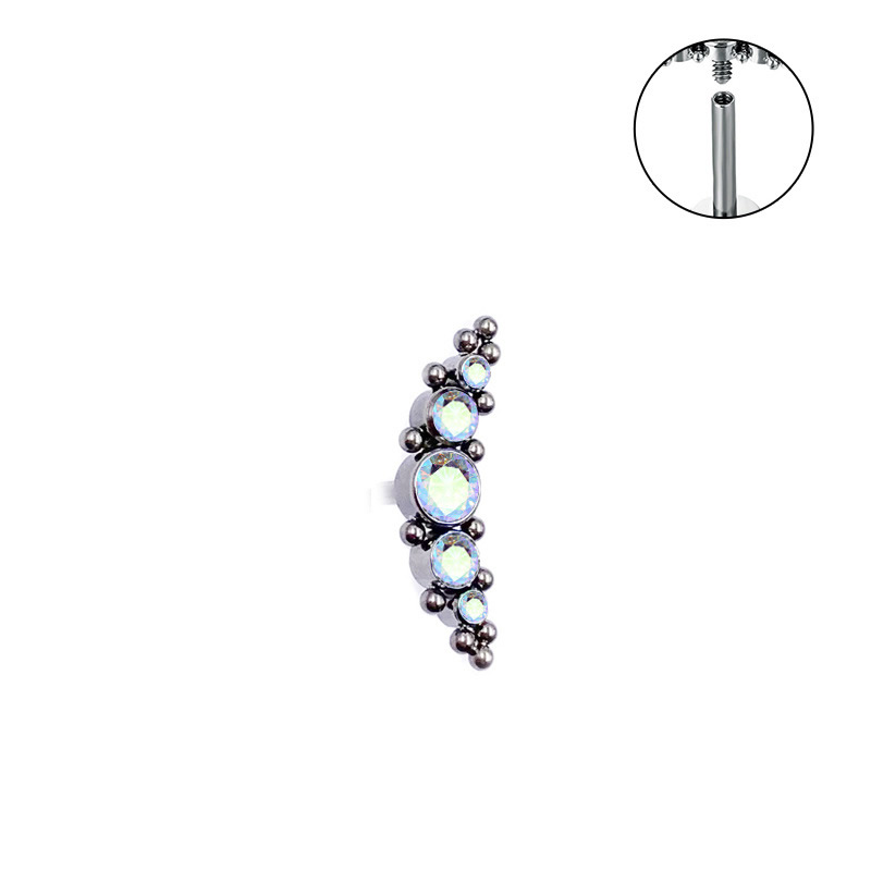 Acier titane piercing oreille, Motif géométrique, normes différentes pour le choix & pavé de micro zircon & pour femme, plus de couleurs à choisir, Vendu par PC