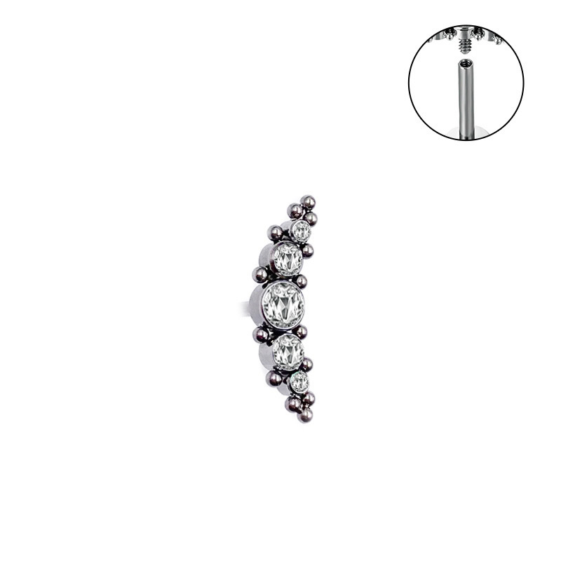 Acier titane piercing oreille, Motif géométrique, normes différentes pour le choix & pavé de micro zircon & pour femme, plus de couleurs à choisir, Vendu par PC