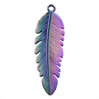 Zinc Alloy Leaf Pendants, colorful plated, DIY, multi-colored cm 