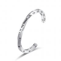 Acier titane bracelet manchette, avec le motif de lettre & pour homme, couleur originale, 5mm, Vendu par PC