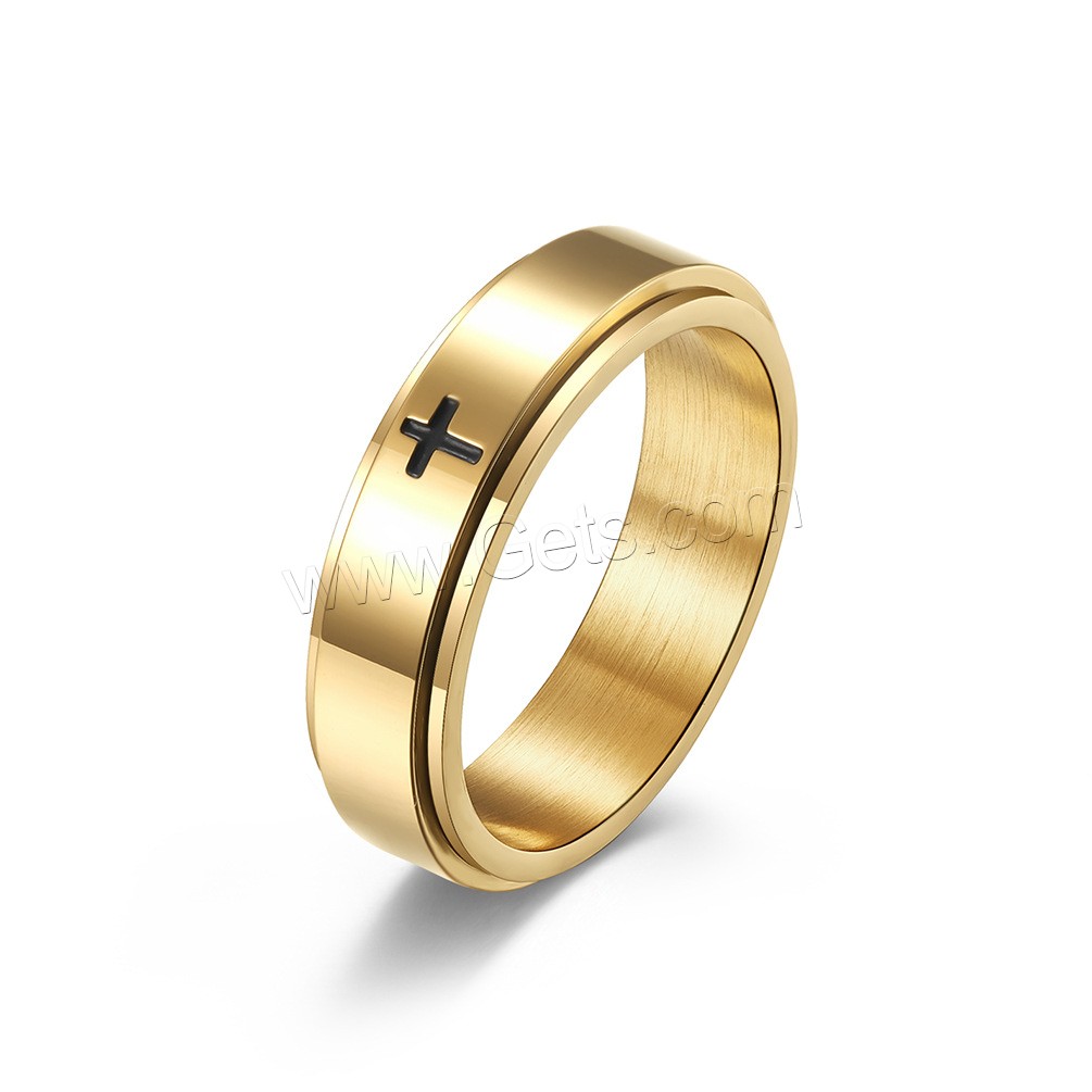 Titan Stahl Fingerring, Titanstahl, plattiert, drehbare & mit Quermuster & unisex & verschiedene Größen vorhanden, keine, 6mm, Größe:5-12, verkauft von PC