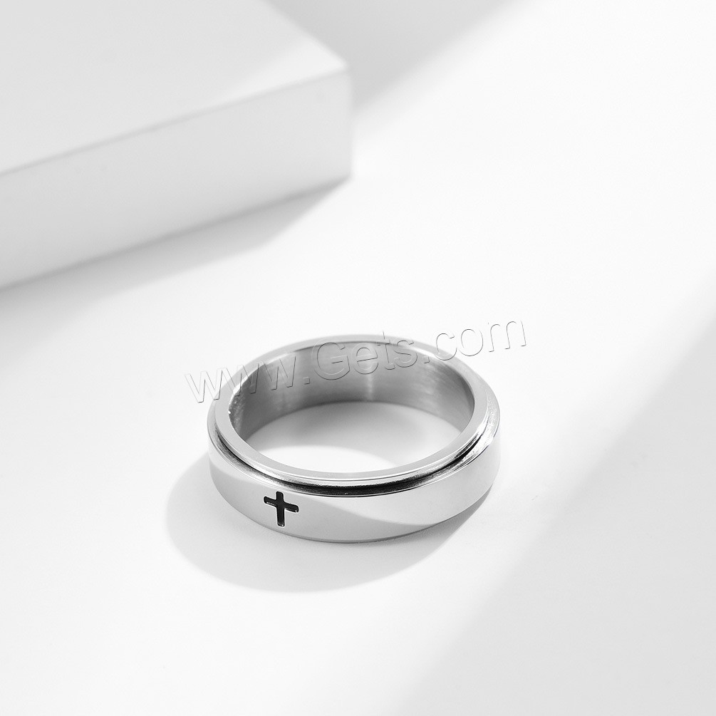 Titan Stahl Fingerring, Titanstahl, plattiert, drehbare & mit Quermuster & unisex & verschiedene Größen vorhanden, keine, 6mm, Größe:5-12, verkauft von PC