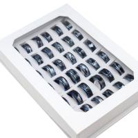 Edelstahl Fingerring, unisex, gemischte Farben, 8mm, 36PCs/Box, verkauft von Box