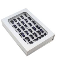 Edelstahl Fingerring, unisex, blau, 8mm, 36PCs/Box, verkauft von Box