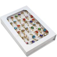 Strass Edelstahl Fingerring, für Frau & mit Strass, gemischte Farben, 4mm, 36PCs/Box, verkauft von Box