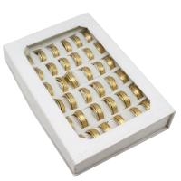 Edelstahl Fingerring, unisex, goldfarben, 8mm, 36PCs/Box, verkauft von Box