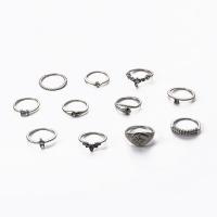 Zink-Legierung Ring Set, Zinklegierung, plattiert, 11 Stück & Modeschmuck & für Frau & mit Strass, keine, verkauft von setzen