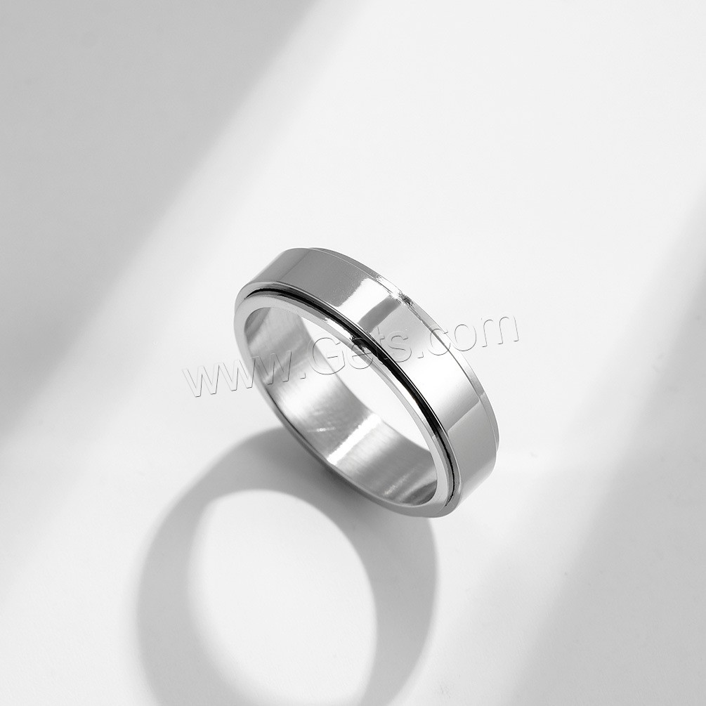 Edelstahl Fingerring, plattiert, drehbare & unisex & verschiedene Größen vorhanden, keine, 6mm, Größe:5-12, verkauft von PC