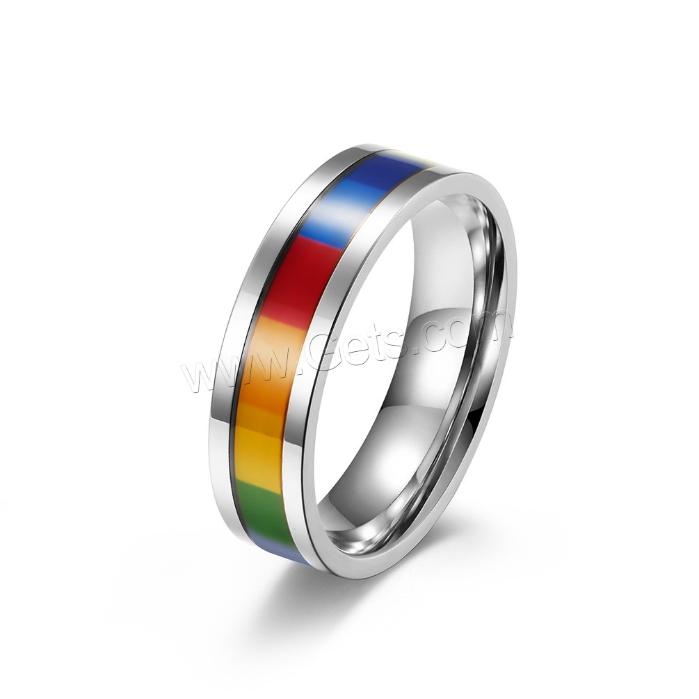 Titan Stahl Fingerring, Titanstahl, Regenbogen, plattiert, unisex & verschiedene Größen vorhanden, keine, 6mm, Größe:6-12, verkauft von PC