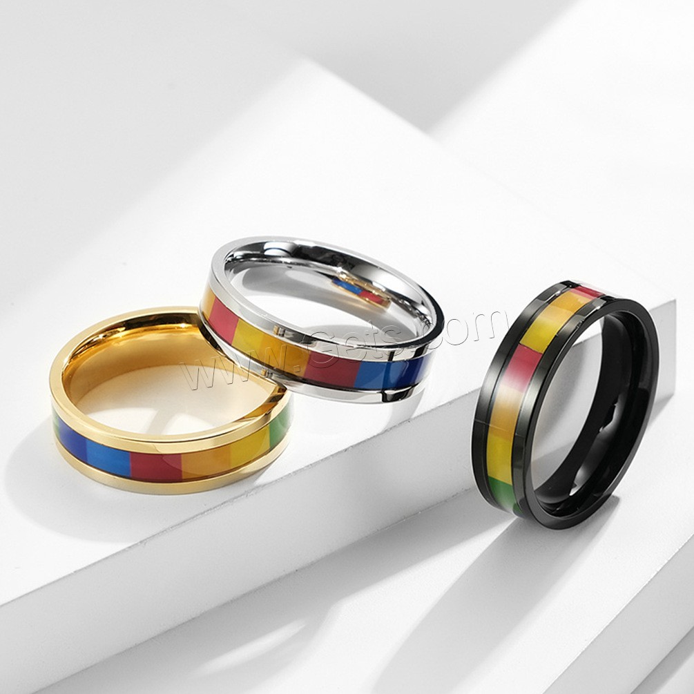 Titan Stahl Fingerring, Titanstahl, Regenbogen, plattiert, unisex & verschiedene Größen vorhanden, keine, 6mm, Größe:6-12, verkauft von PC