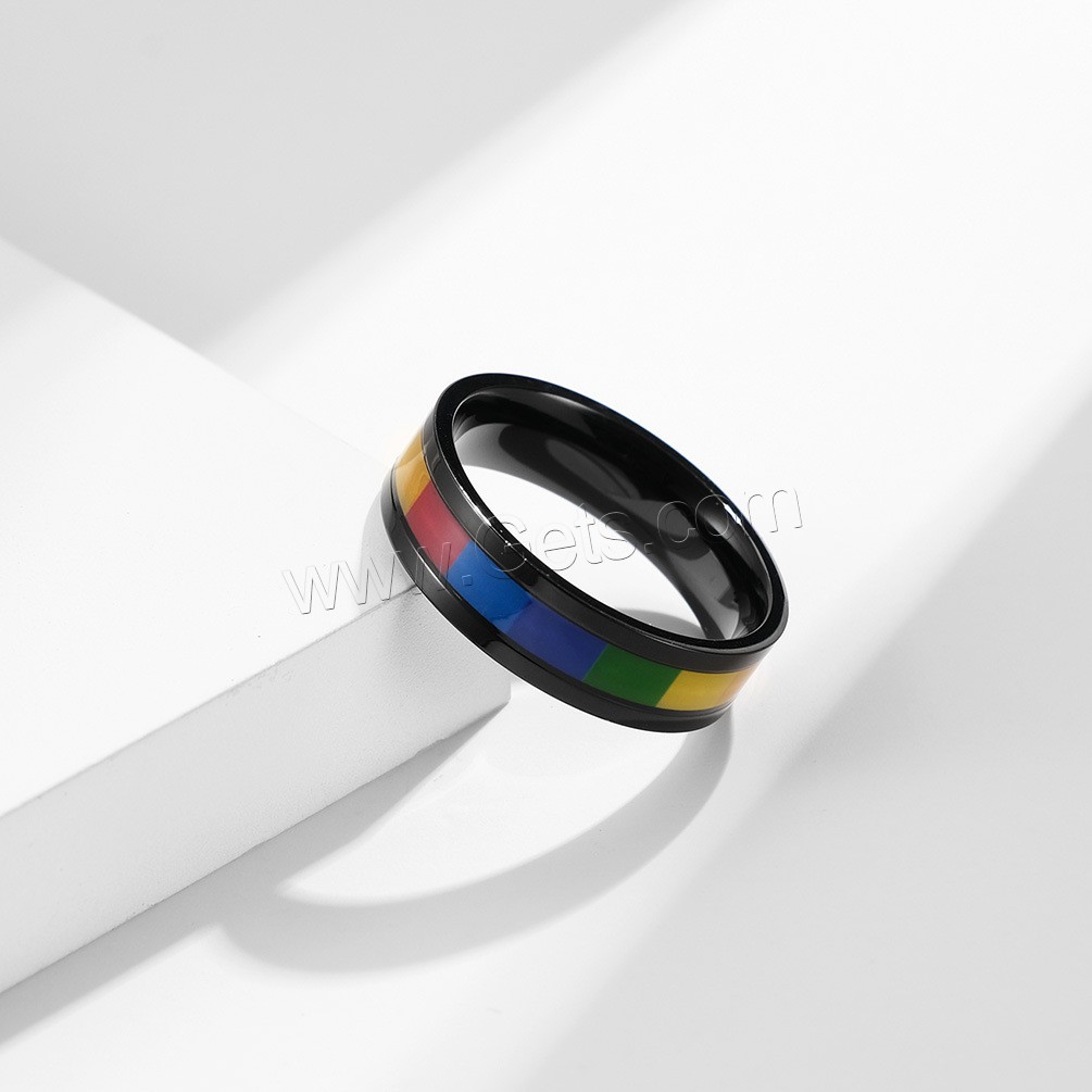 Titan Stahl Fingerring, Titanstahl, Regenbogen, plattiert, unisex & verschiedene Größen vorhanden, keine, 6mm, Größe:6-12, verkauft von PC