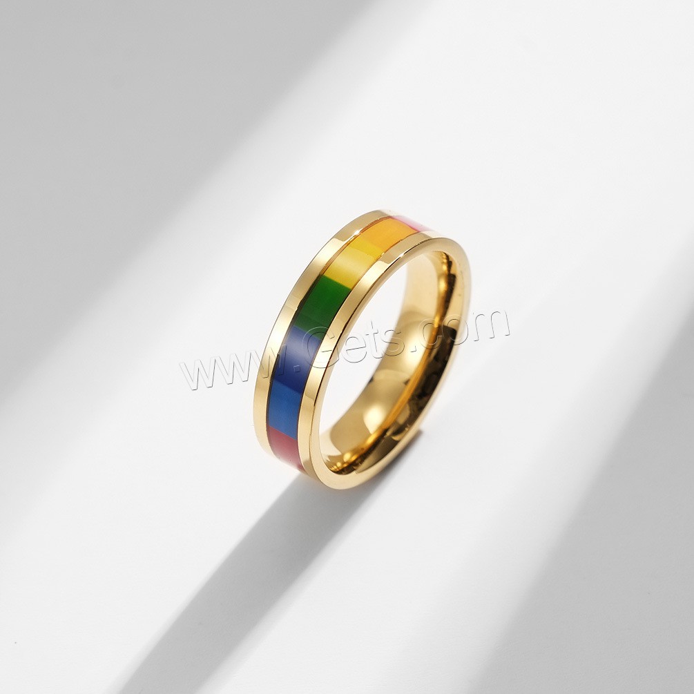 Titan Stahl Fingerring, Titanstahl, Regenbogen, plattiert, unisex & verschiedene Größen vorhanden, keine, 6mm, Größe:6-12, verkauft von PC