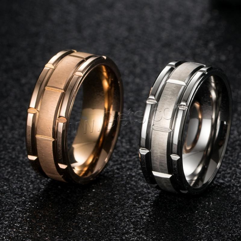 Titan Stahl Fingerring, Titanstahl, plattiert, unisex & verschiedene Größen vorhanden, keine, 8mm, Größe:8-13, verkauft von PC