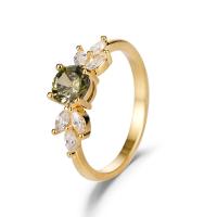 Cubic Zirconia Micro Pave Brass Finger Ring, gold color plated & micro pave cubic zirconia & for woman 