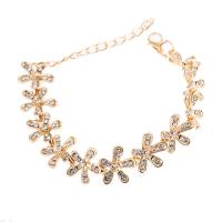 Zinc Alloy Rhinestone Bracelets, with 1.96inch extender chain, Snowflake, plated, for woman & with rhinestone Approx 6.3 Inch 