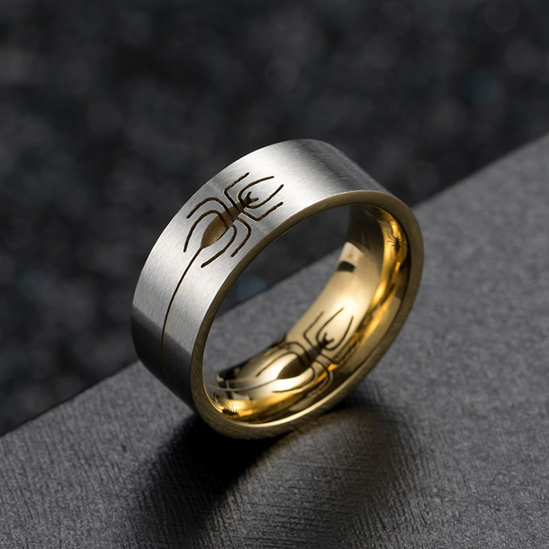 Titan Stahl Fingerring, Titanstahl, Spinne, plattiert, verschiedene Größen vorhanden & für den Menschen & hohl, keine, 8mm, Größe:7-11, verkauft von PC