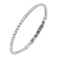 Stainless Steel Chain Bracelets, plated, micro pave cubic zirconia & for woman 3mm Approx 7.9 Inch 