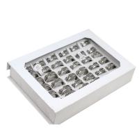 Edelstahl Fingerring, unisex, Silberfarbe, 8mm, 36PCs/Box, verkauft von Box