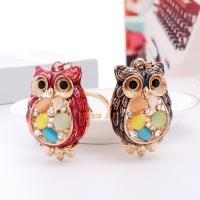 Zinc Alloy Key Clasp, with Cats Eye, Owl, plated, Unisex & with rhinestone 