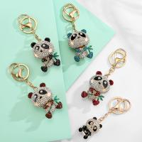 Zinc Alloy Key Clasp, Panda, plated, Unisex & with rhinestone 