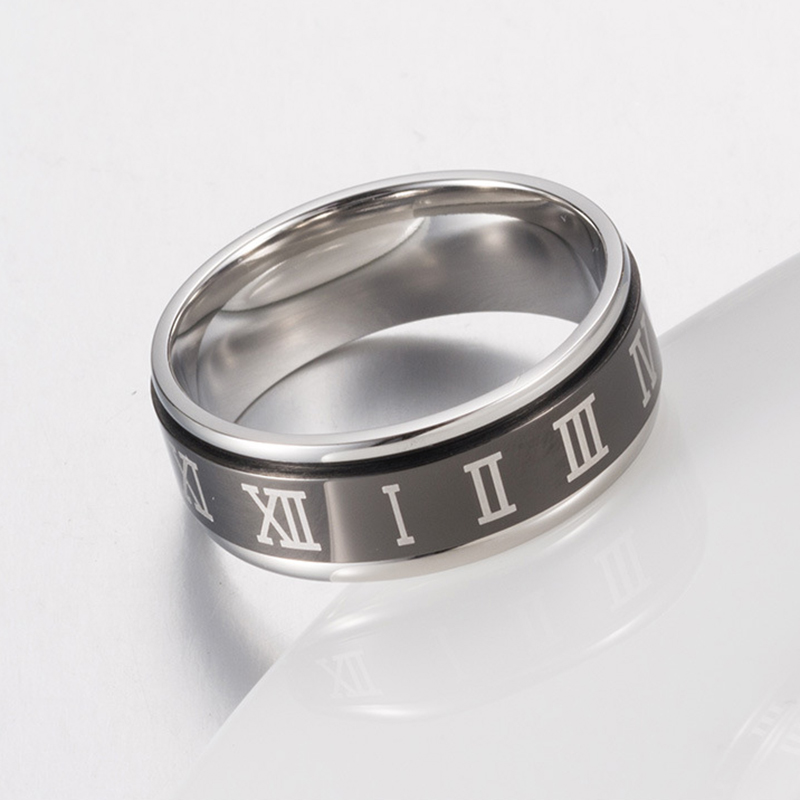 Titan Stahl Fingerring, Titanstahl, plattiert, mit römischen Zahl & unisex & verschiedene Größen vorhanden, keine, 8mm, Größe:7-11, verkauft von PC