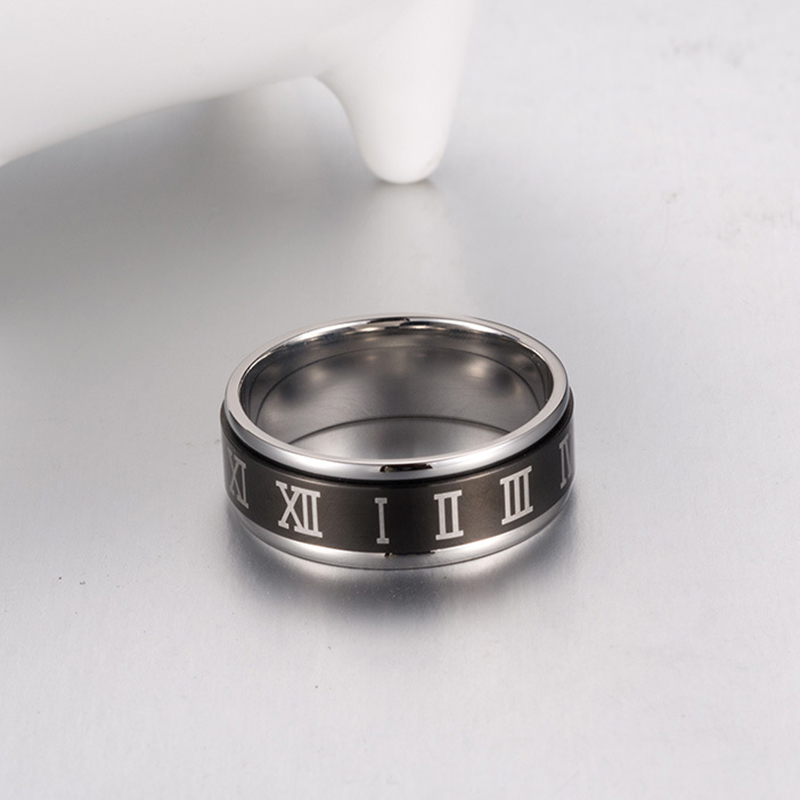 Titan Stahl Fingerring, Titanstahl, plattiert, mit römischen Zahl & unisex & verschiedene Größen vorhanden, keine, 8mm, Größe:7-11, verkauft von PC